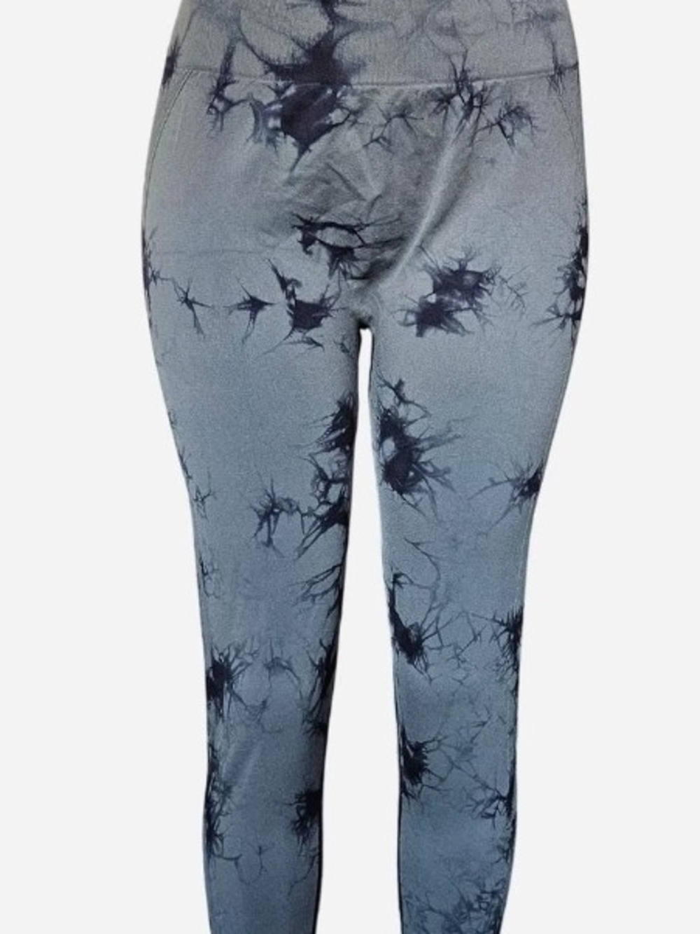 Tie-Dye High-Waist Leggings in Slate Grey and Black